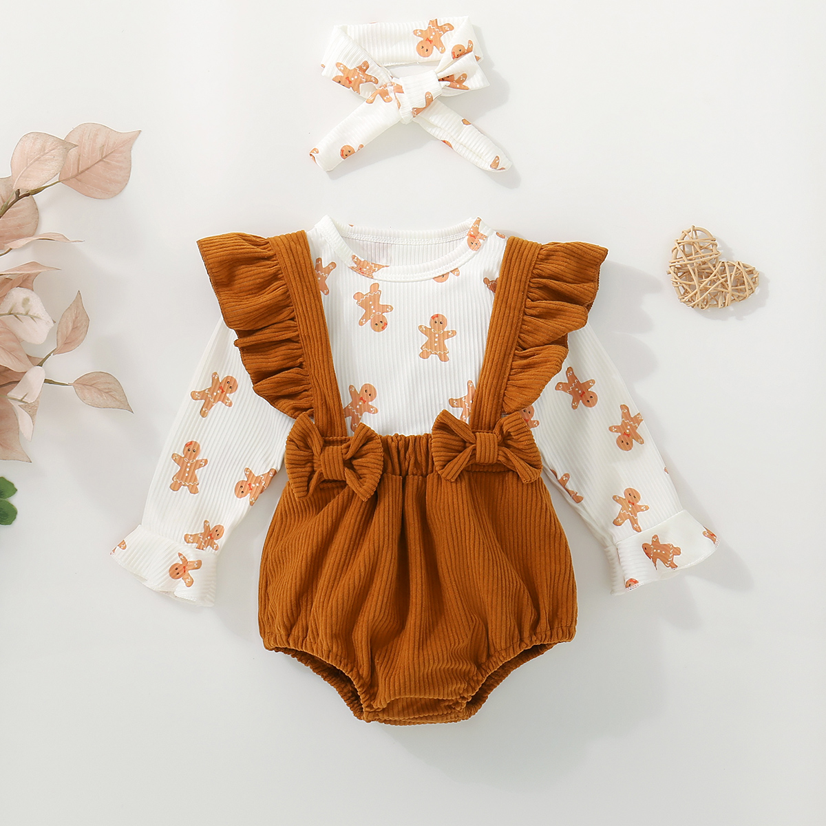 Baby Clothing Neutral - Neutral Gingerbread Baby Romper And Carrier