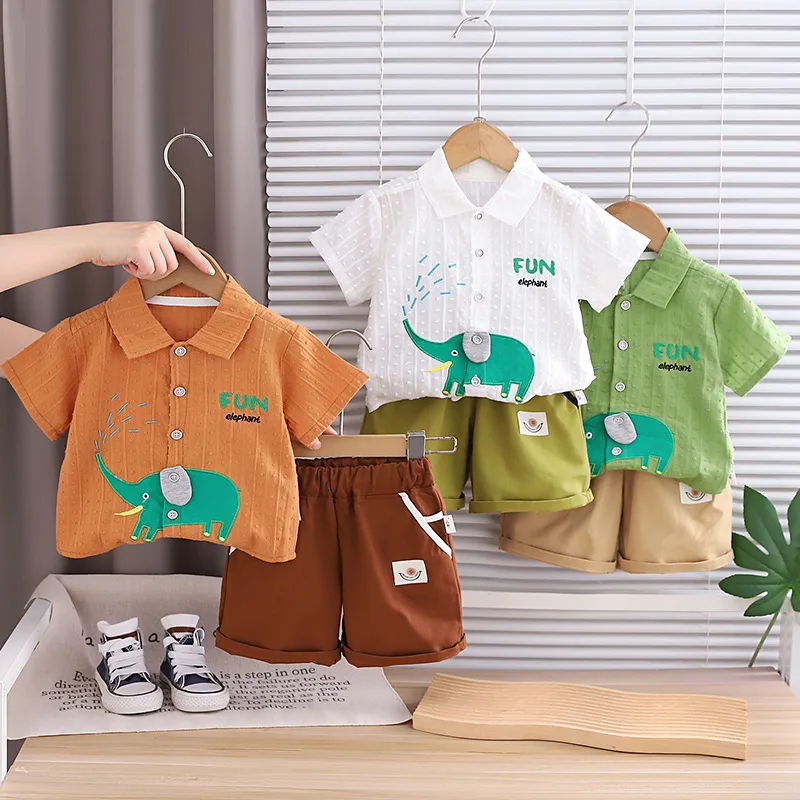 2026 Summer Baby Boys' 2Pcs Ou – обзор и цена Baby Clothing Elephant