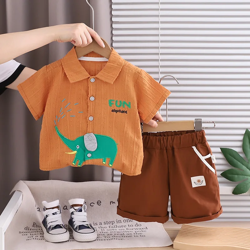 2026 Summer Baby Boys' 2Pcs Ou – обзор и цена Baby Clothing Elephant