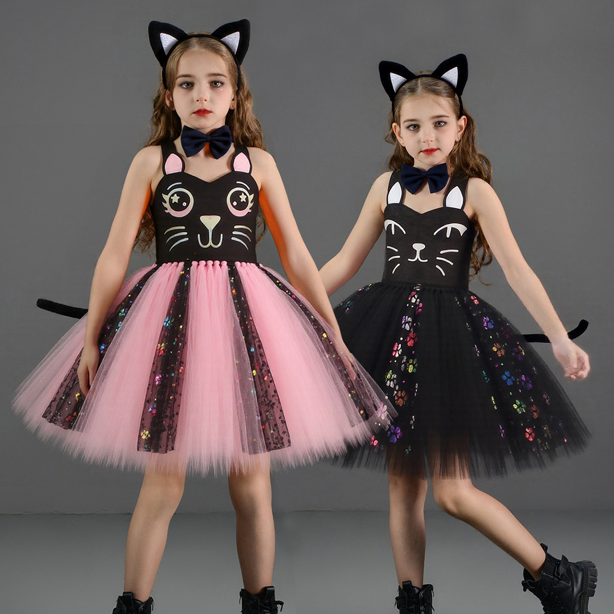 Pink Black Cat Tutu Dress for  – обзор и цена Baby Clothing Girls