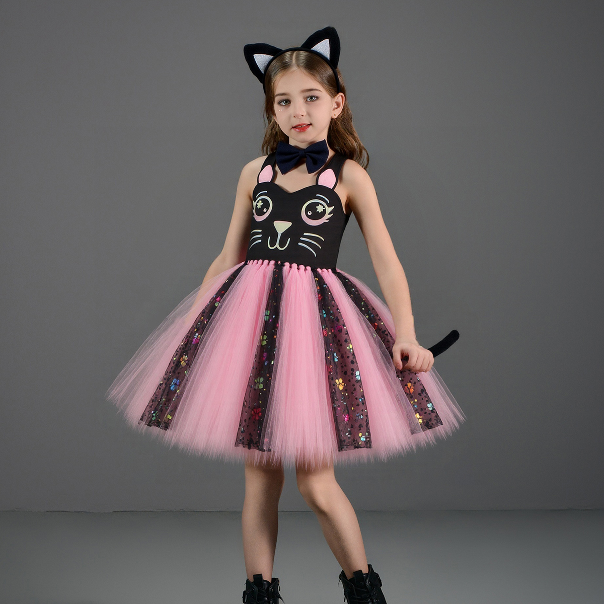 Pink Black Cat Tutu Dress for  – обзор и цена Baby Clothing Girls