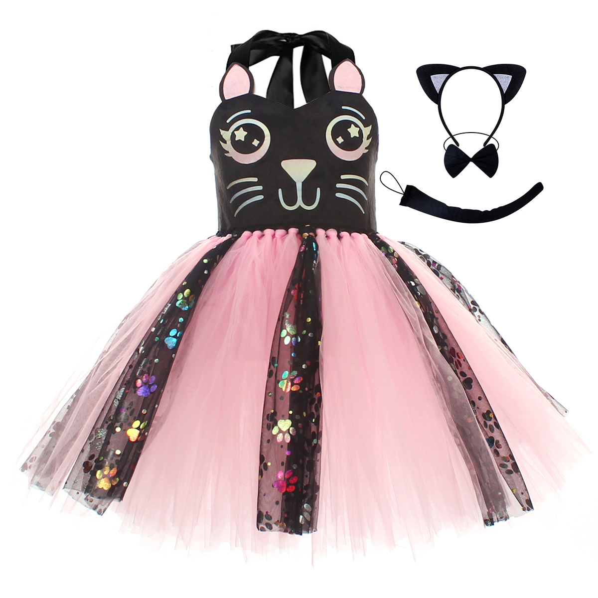 Pink Black Cat Tutu Dress for  – обзор и цена Baby Clothing Girls