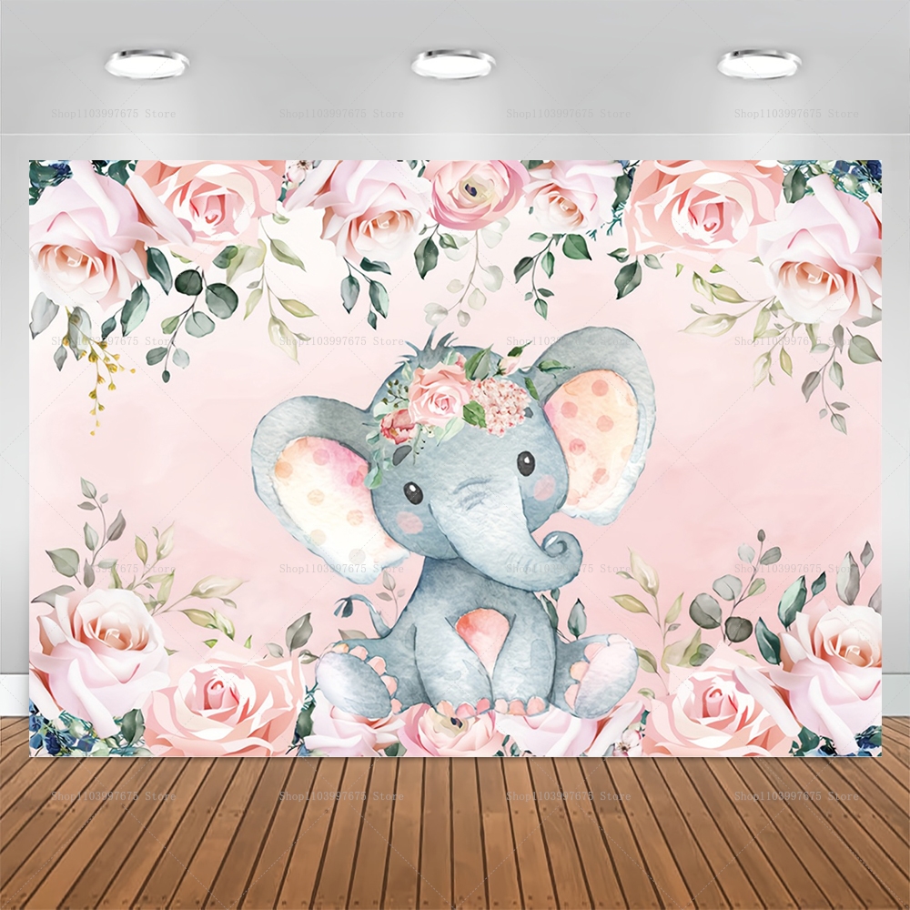Elephant Flower Backdrop Pink  – обзор и цена Baby Clothing Elephant